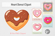 Heart Donut Clipart, a Graphic by Artnoy (Thumbnail 1 of 5)
