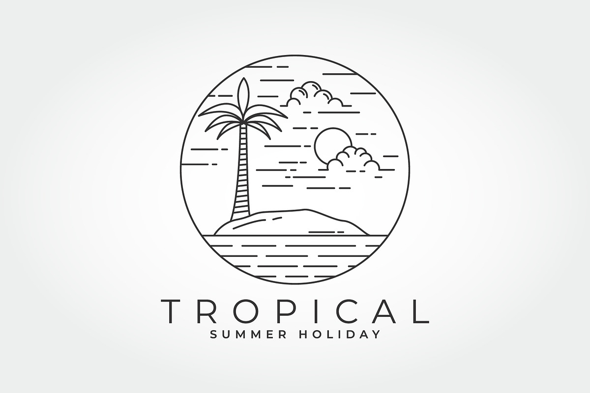 Palm tree line art minimalist logo, a Branding & Logo Template by PrastHF