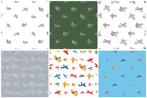 Airplanes. 30 Vector Patterns