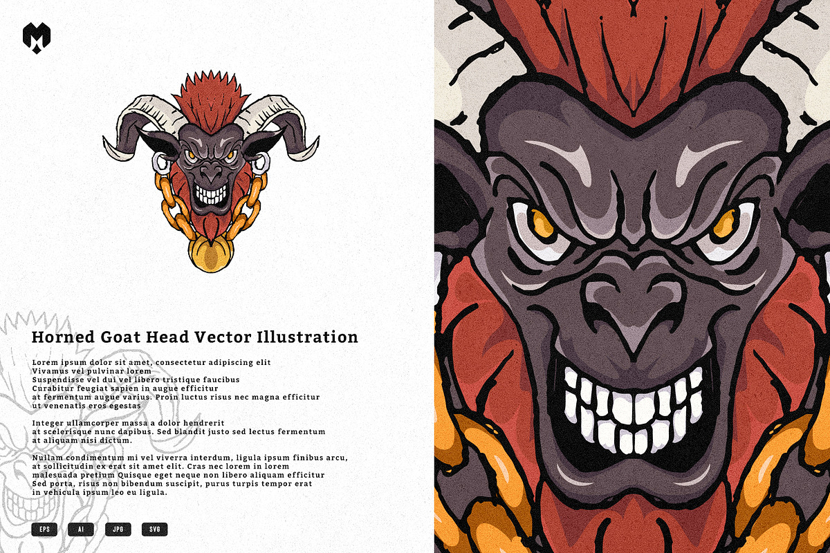 Horned Goat Head Mascot Logo, an Object Illustration by MEANDSTUDIO (Photo 1 of 3)