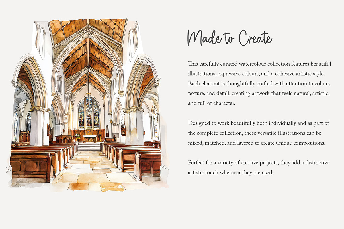 115 watercolour church clip art, an Object Illustration by Poppy Lane Studio (Photo 7 of 11)