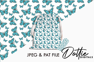 Blue Butterflies Repeat Pattern