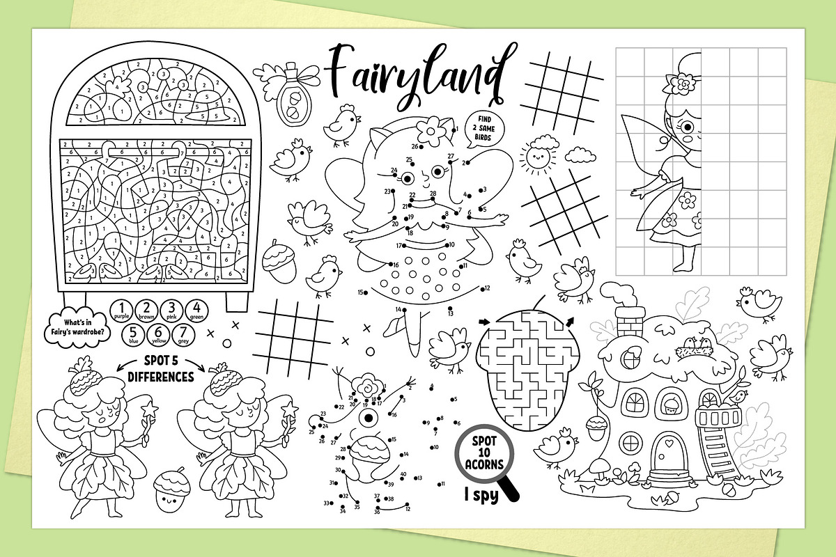 Fairyland coloring activity play mat, an Education Illustration by Lexi Claus (Photo 3 of 6)