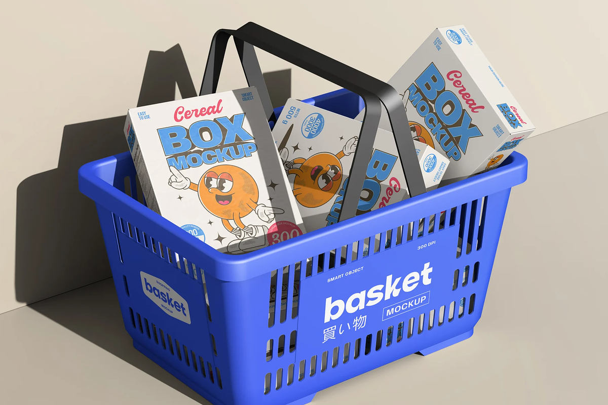 Grocery Basket Cereal Mockup, a Packaging Mockup by graphicsauce (Photo 3 of 3)