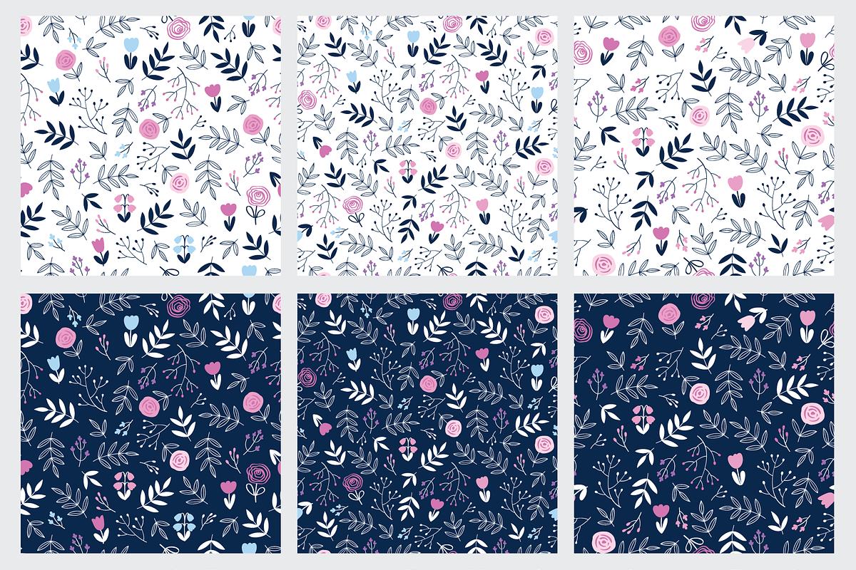 Seamless Floral Patterns, a Pattern Graphic by Tkoko vectors & patterns (Photo 7 of 11)