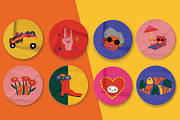 Psychedelic funky hippie stickers, an Illustration by okchizh (Thumbnail 9 of 9)
