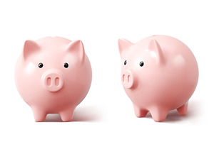 Pink 3d piggy banks from front and, an Object Illustration by art PVP - market