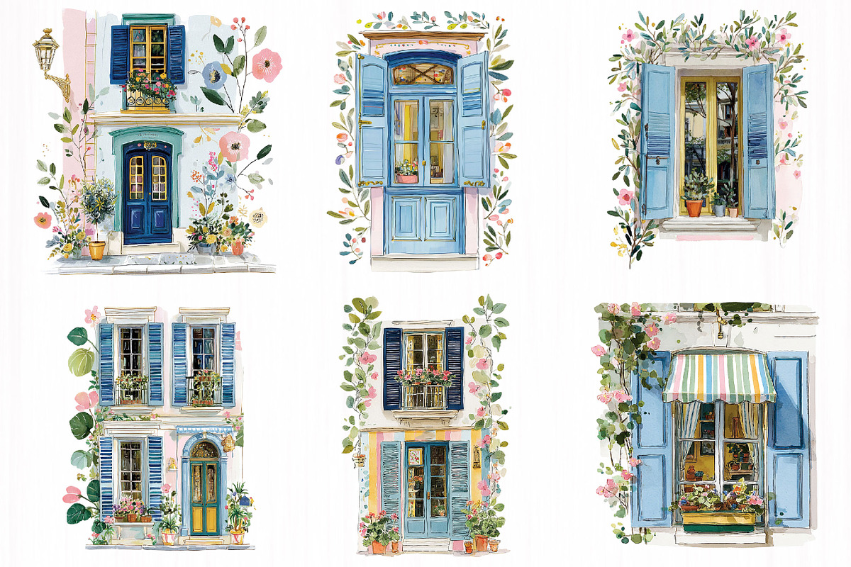 Mediterranean Window Door Clipart, an Object Illustration by DreamCafeArt (Photo 3 of 7)