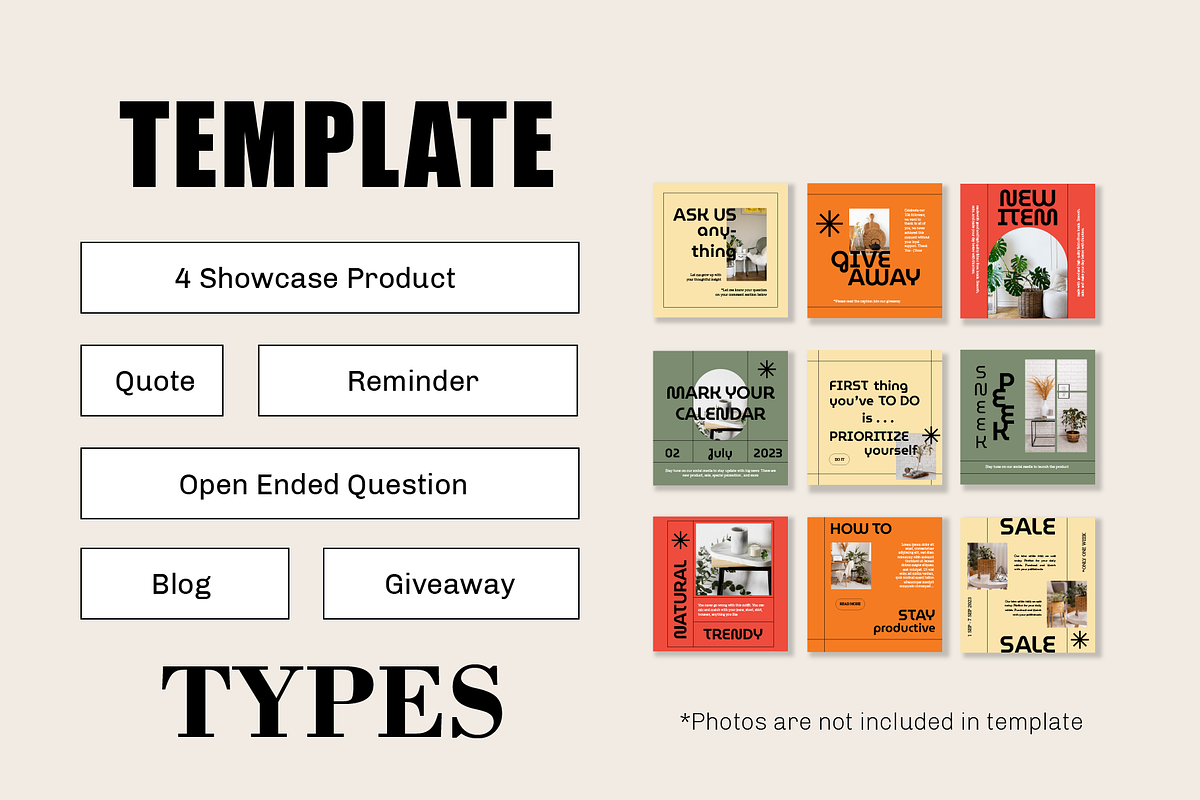 Aesthetic Bold Instagram Post Template preview 3
