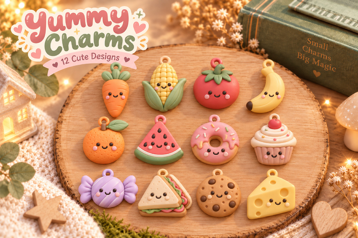 12 Cute Food Keychain STL Designs, an Object 3D Model by Layerology (Photo 3 of 3)
