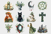 Watercolor Celtic Witch Clipart, a Seasonal Illustration by Design Market (Thumbnail 2 of 5)