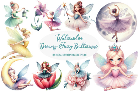 Dreamy Fairy Ballerinas Clipart