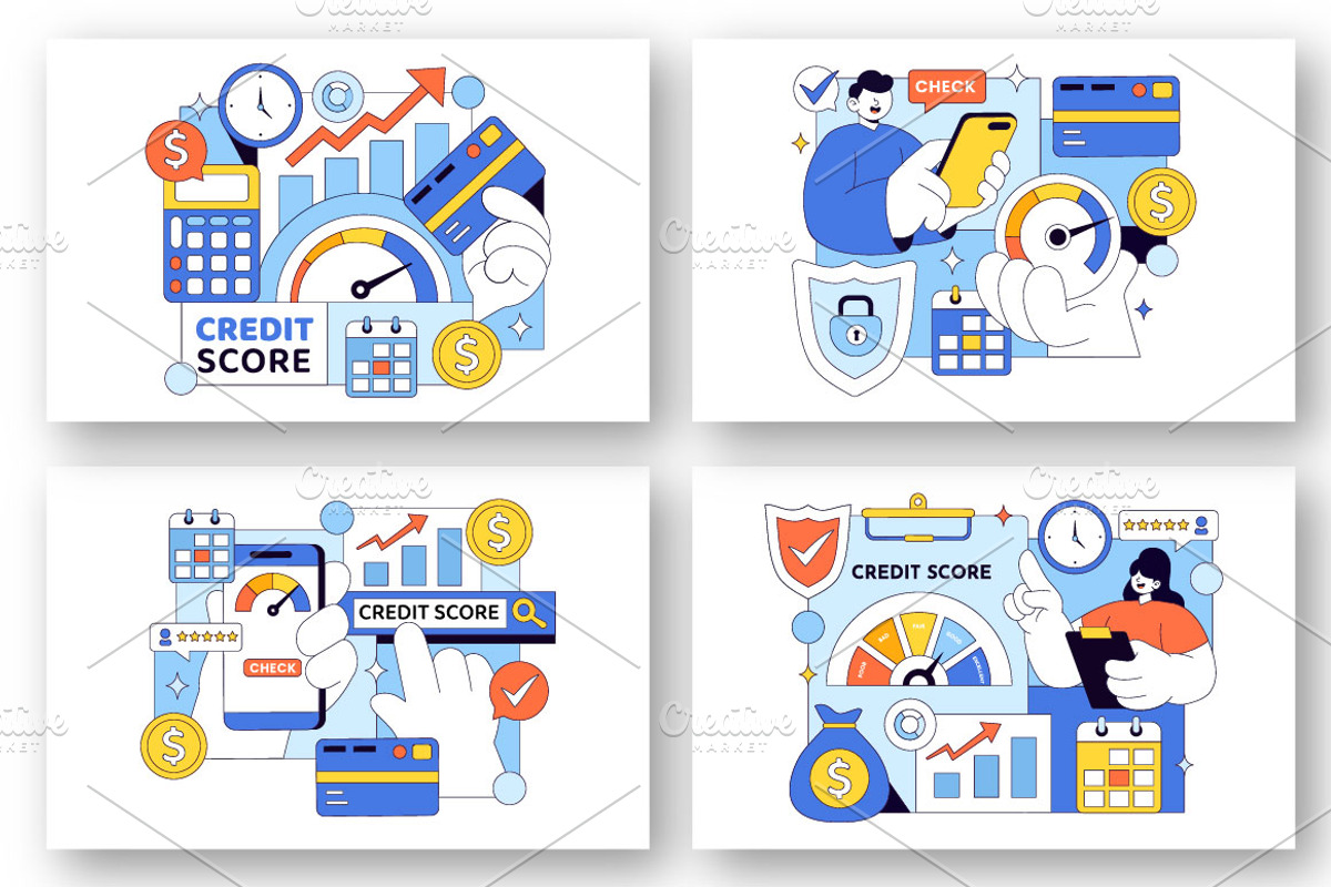 10 Credit Score Vector Illustration, a Finance Illustration by denayunebgt (Photo 2 of 4)