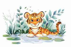 Roar Tiger face with forest painting, a Photo by Pixeness Studio