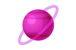 Purple Planet With Ring As Outer