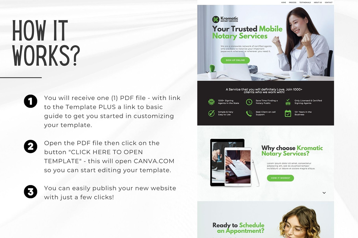Traveling Notary Website Template, a Landing Page Template by Kromatic Design Studio (Photo 7 of 8)