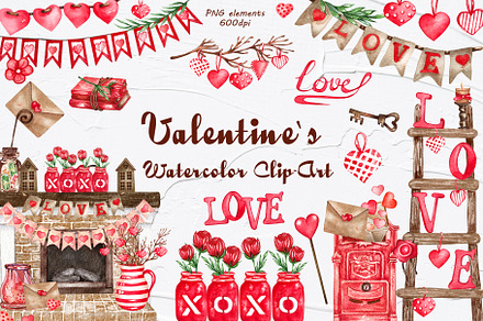 Valentine`s Watercolor Collection