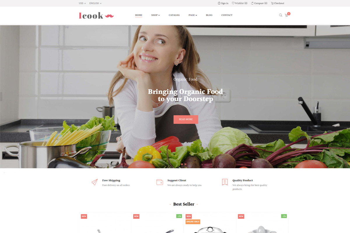 LEO ICOOK - KITCHEN TOOL, COOKWARE,, a Bootstrap Template by LeoTheme (Photo 2 of 8)
