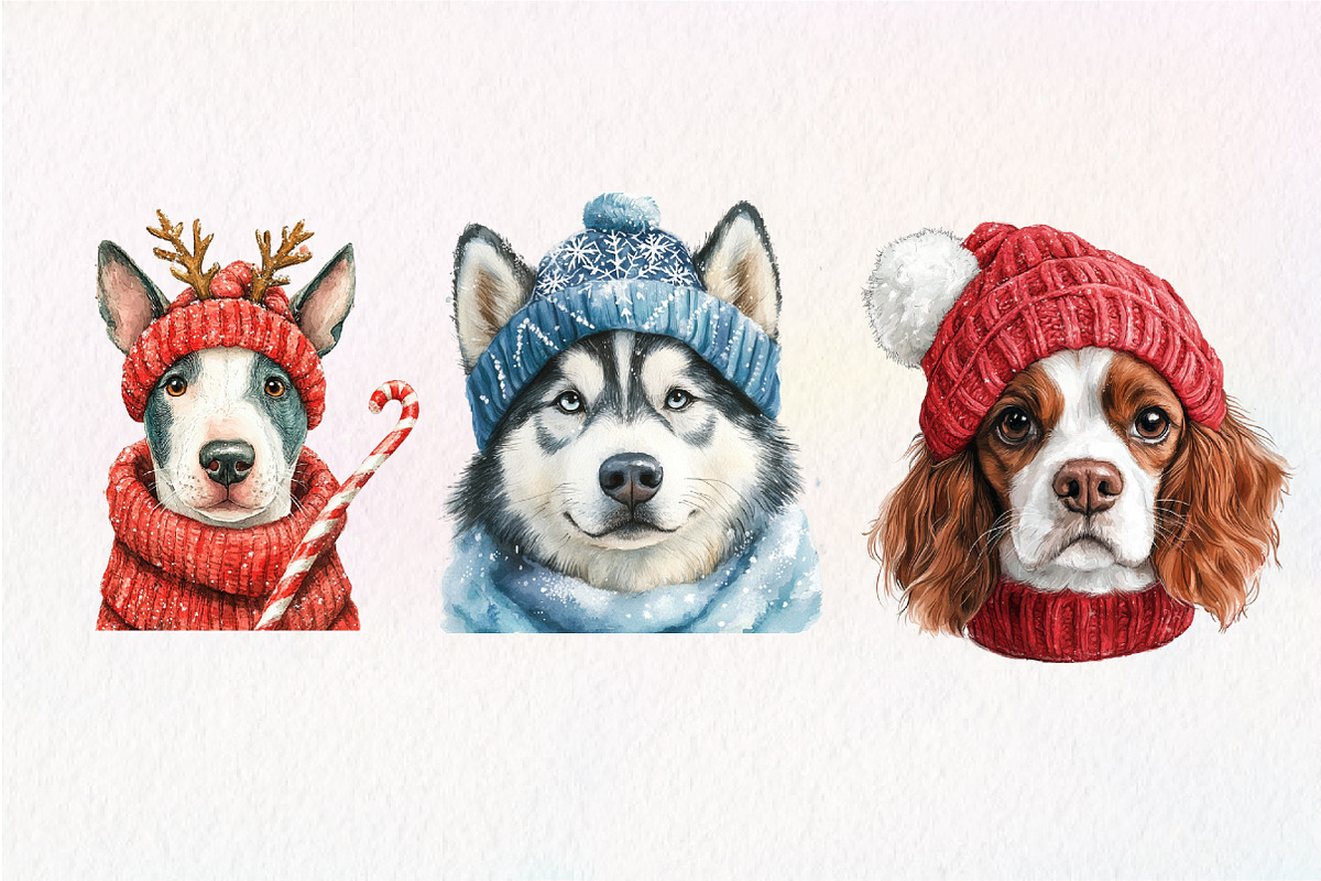 Dog Christmas Sublimation Clipart, an Illustration by Dream Creation (Photo 7 of 7)