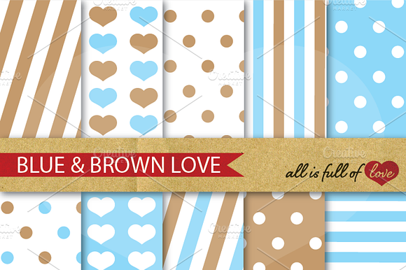 -40% Blue Brown Scrapbook Patterns preview 2