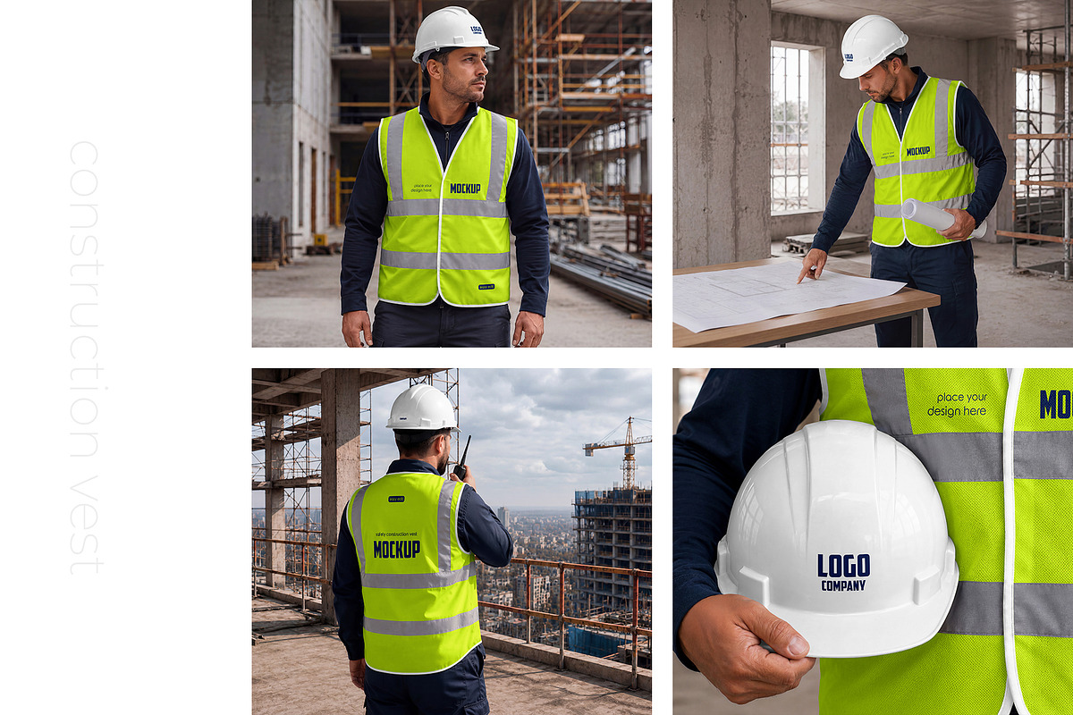 Safety Construction Vest Mockup Set, a Hoody Mockup by Country4k (Photo 5 of 5)