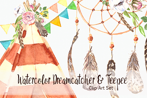 Watercolor Dreamcatcher & Teepee