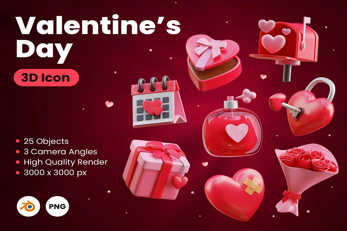 Valentine's Day 3D Icon, an Object 3D Model by Creative Perspective (Photo 1 of 6)