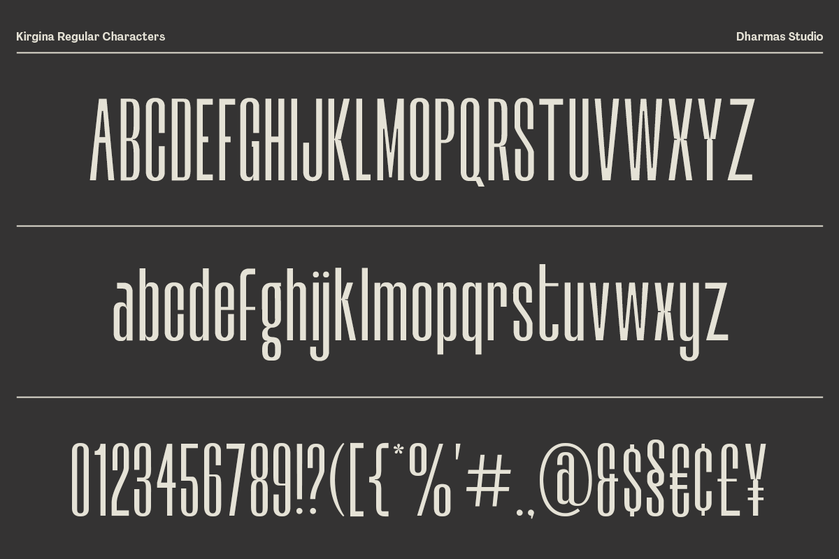 Kirgina - 6 Condensed Font, a Sans Serif Font by Dharmas Foundry (Photo 15 of 15)