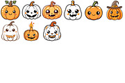 Cute Pumpkin Clipart, a Seasonal Illustration by Forhadx5 (Thumbnail 5 of 9)