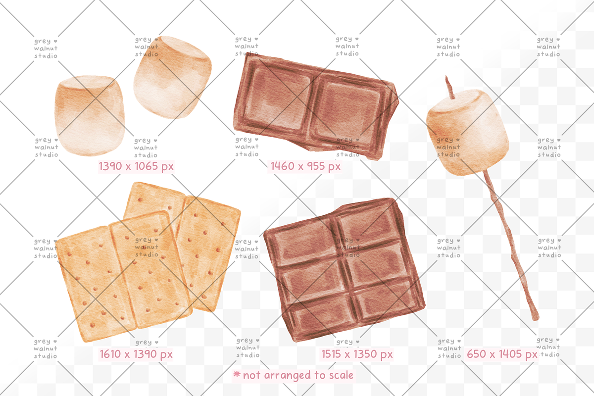 watercolor smores clipart, a Food Illustration by greywalnutstudio (Photo 2 of 3)