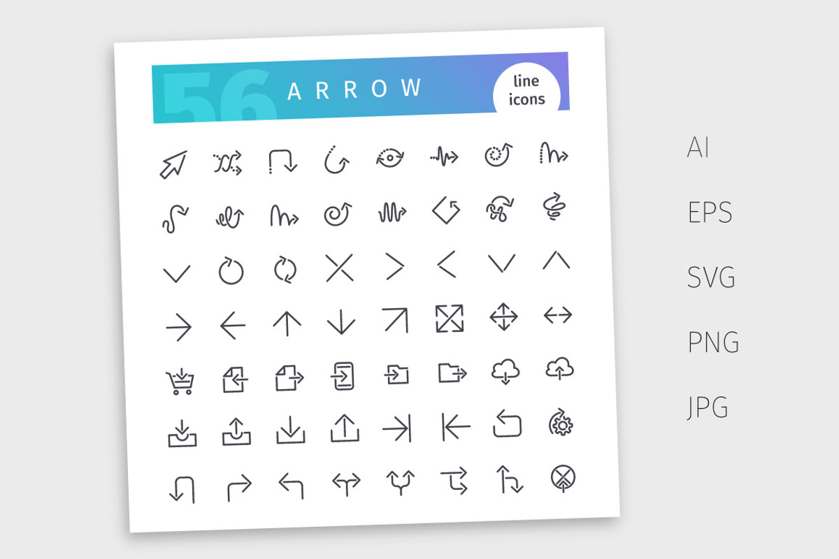 Arrow Line Icons Set, an Outline Icon by Voysla's Shop (Photo 4 of 4)