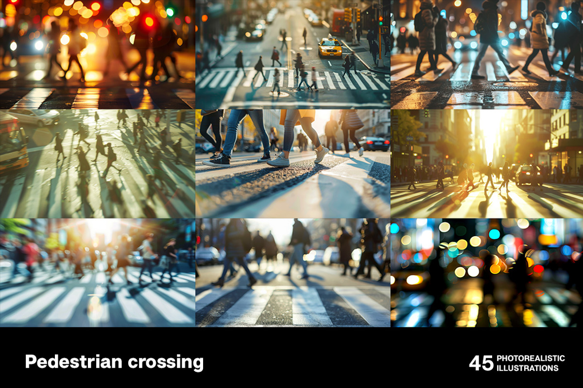 Pedestrian crossing. 45 images, a Person Illustration by Handmadefont (Photo 6 of 11)