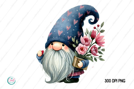 Watercolor Valentine Gnome PNG