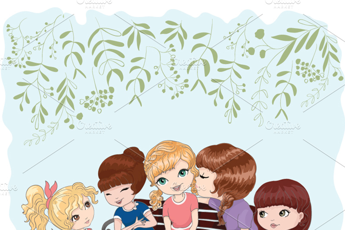 set with 32 cartoon girls-cute girls, an Animal Illustration by StudioLondon (Photo 30 of 33)