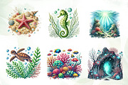 Undersea watercolor clipart, an Illustration by CreationArt (Thumbnail 3 of 5)