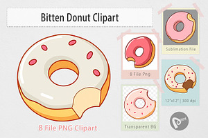 Bitten Donut Clipart, a Graphic by Artnoy
