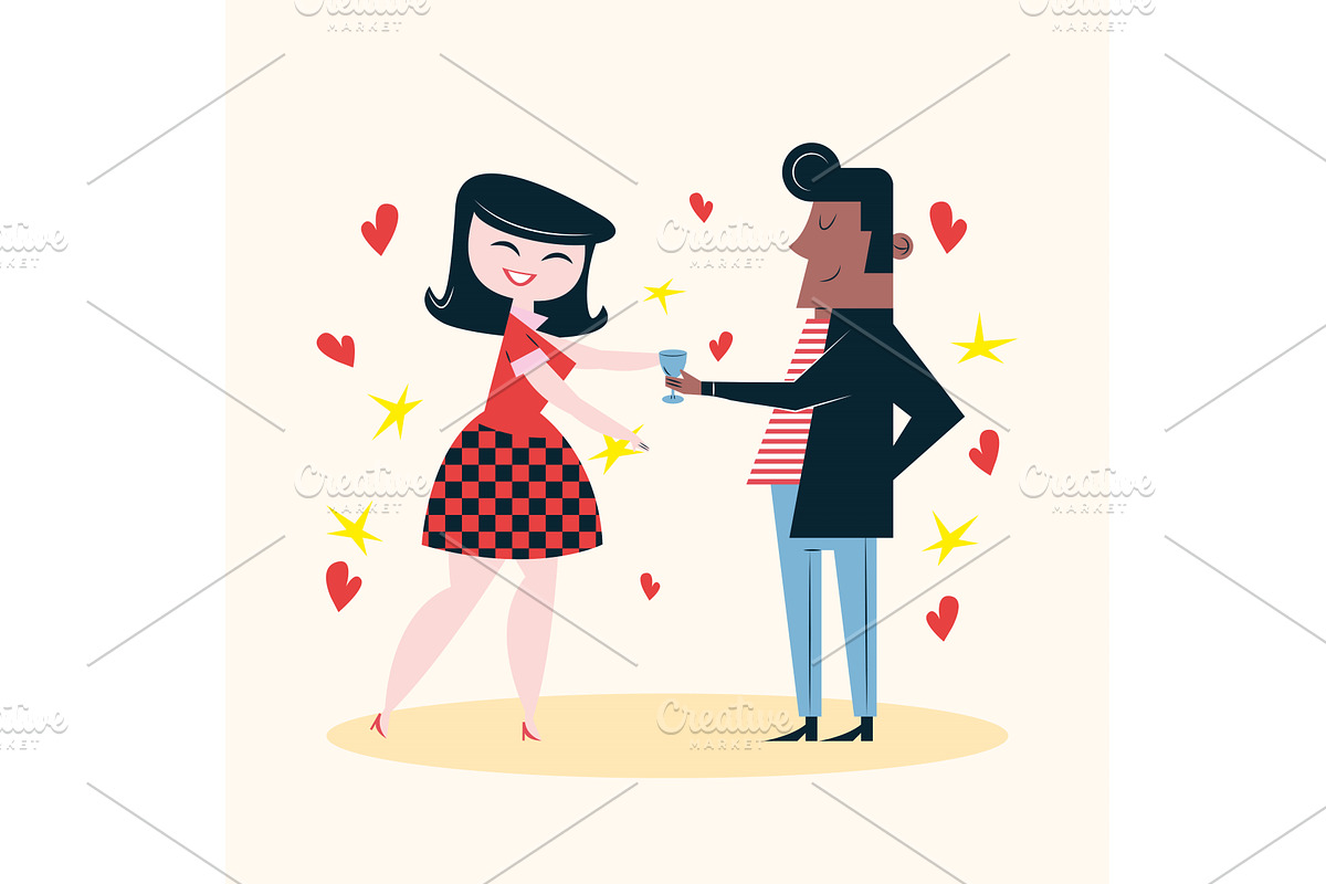 lovers couple with hearts, a Person Illustration by studiogstock