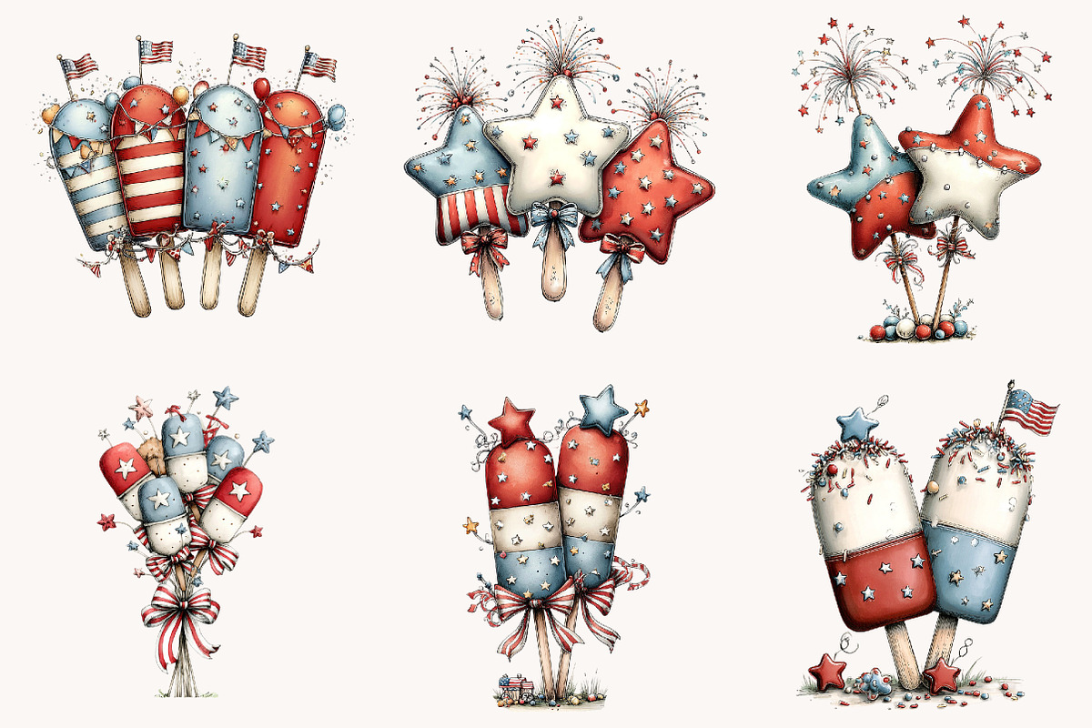Whimsical Patriotic ice cream, a Seasonal Illustration by Designworld (Photo 5 of 9)