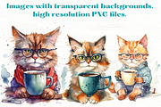 Cats with Coffee clipart x11, an Animal Illustration by Mermaids Cove (Thumbnail 4 of 9)
