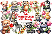 Cute Animals Tulip Flower Clipart, an Illustration by Dream Creation (Thumbnail 1 of 7)