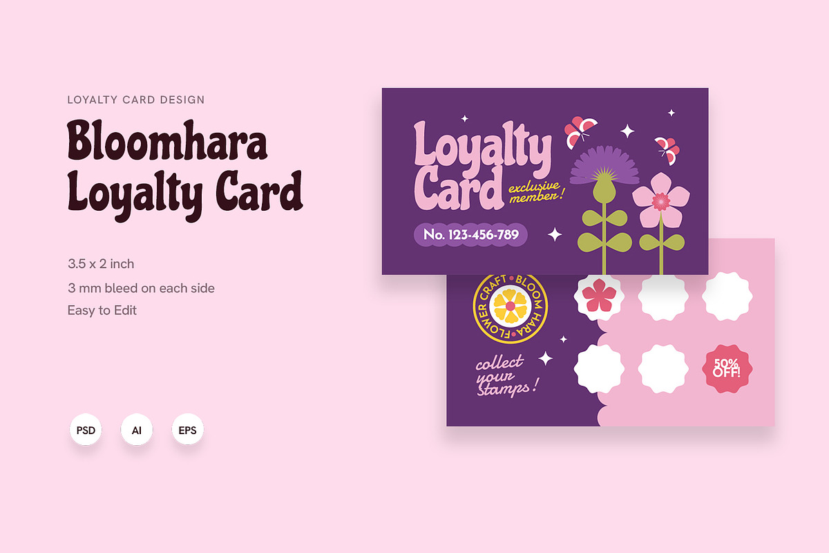 Bloomhara - Loyalty Card, a Card Template by Fannan Studio (Photo 1 of 3)