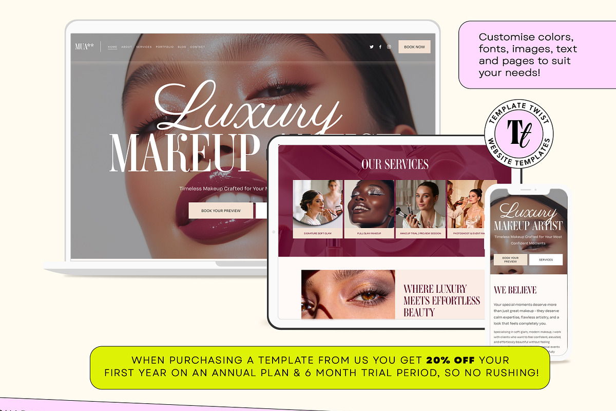 Makeup Artist Website Squarespace, a Squarespace Template by Template Twist Shop (Photo 7 of 9)
