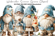 Watercolor Summer Gnome Clipart, an Illustration by Black Bird Studio (Thumbnail 1 of 5)