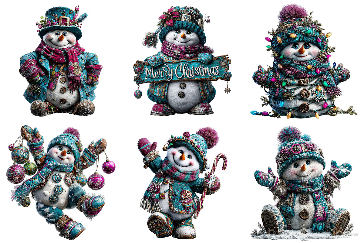 Merry Christmas Snowman Clipart, an Illustration by Craft Nest (Photo 6 of 10)