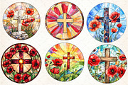 Poppy & Cross Faux Stained Glass, an Illustration by DreamCafeArt (Thumbnail 3 of 9)