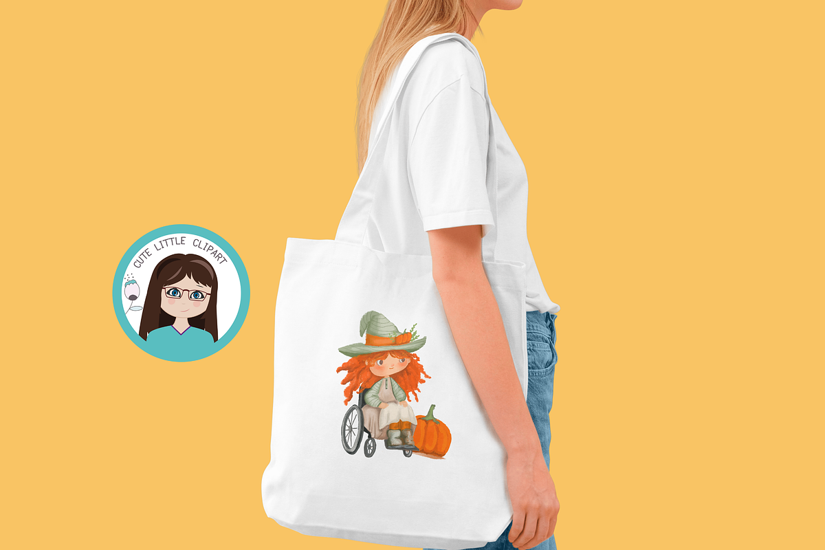 Halloween Wheelchair Girls Clipart B, an Illustration by Cute Little Workshop (Photo 3 of 6)