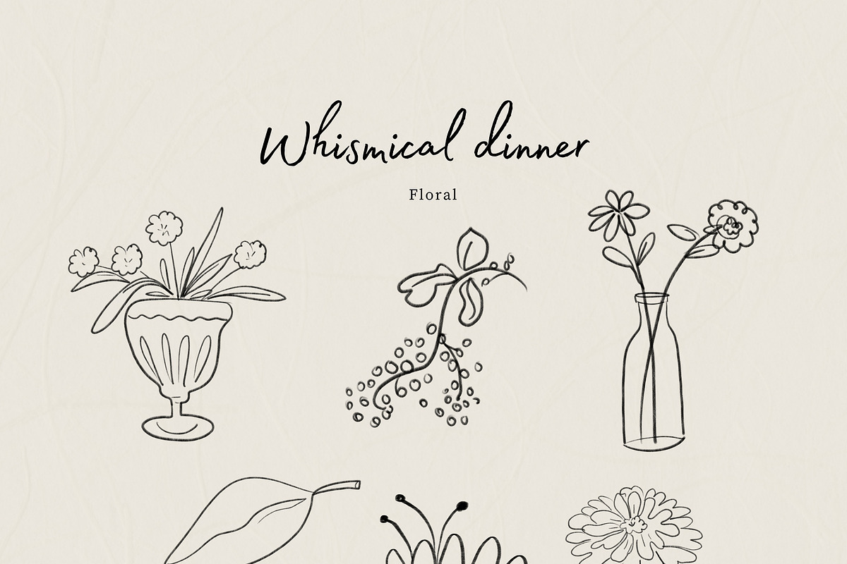 Whismical Dinner Line Art, a Decorative Illustration by Cocoa studio by Eliza M (Photo 3 of 8)