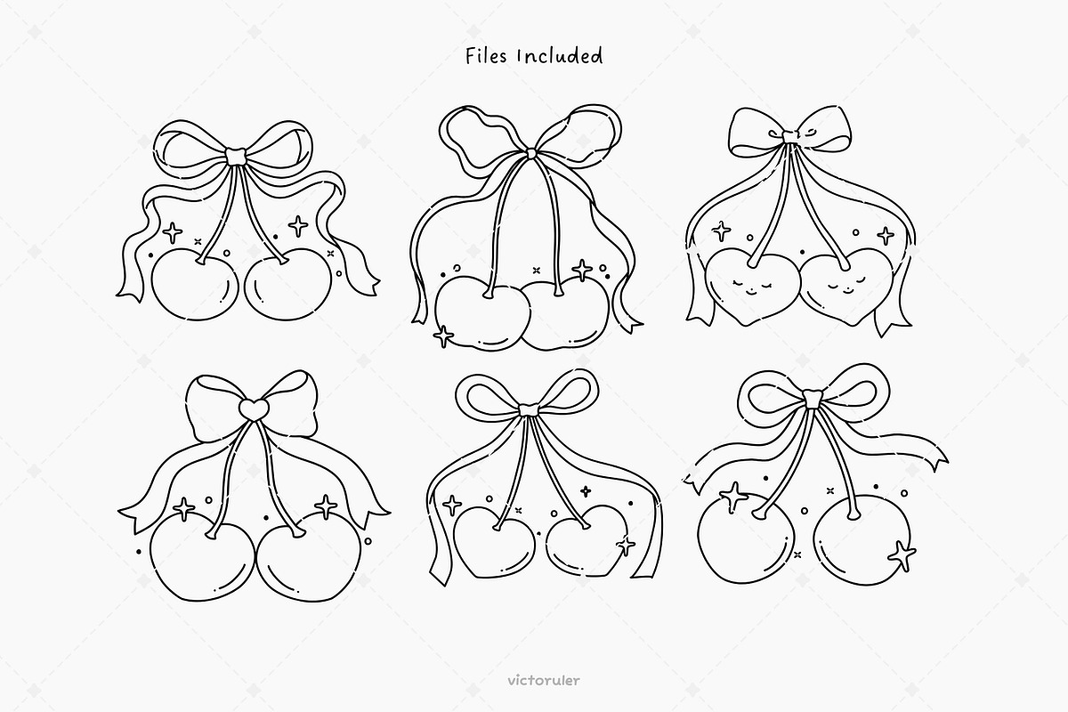 Hand Drawn Coquette Cherry Clipart, a Decorative Illustration by Victoruler (Photo 3 of 5)