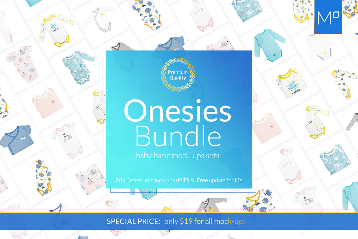 20x Baby Onesies BUNDLE Mock-up Sets, a Books & Magazine Mockup by BlackMocca (Photo 1 of 28)
