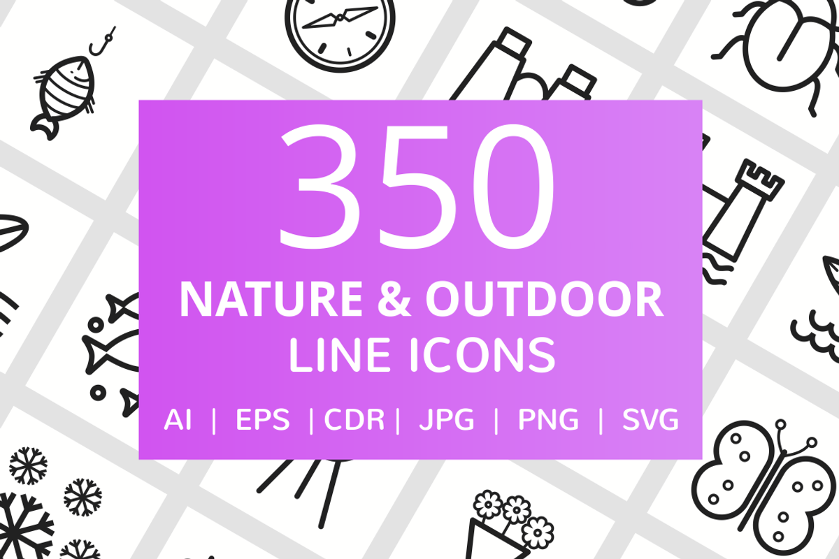 350 Nature & Outdoor Line Icons, an Outline Icon by IconBunny (Photo 1 of 6)